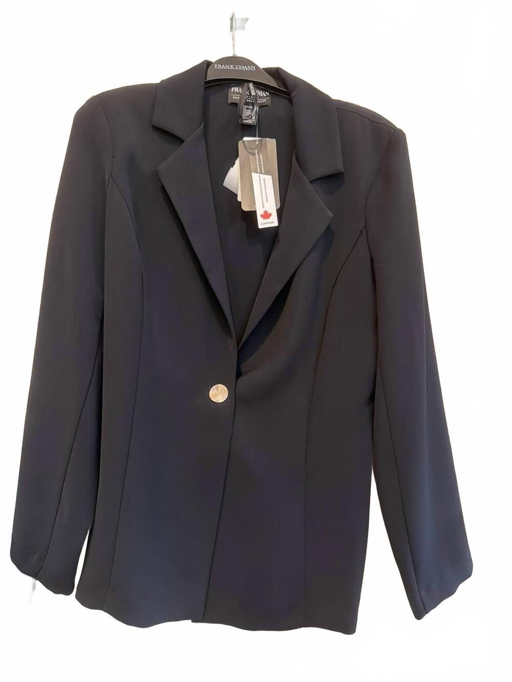 NEW FRANK LYMAN women's classic single-button blazer in black